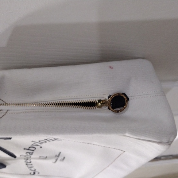 Samantha Thavasa DELUXE Shoulder Bag White Canvas 2 ways Tote Handbag - Picture 4 of 17